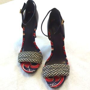 Tory Burch Shoes Size 9 Heels Navy, White and Red